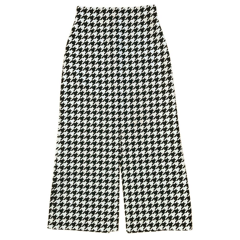 Burberry Ivory Black Houndstooth Twill Midi Pencil Skirt Double Slit - US 2 UK 4